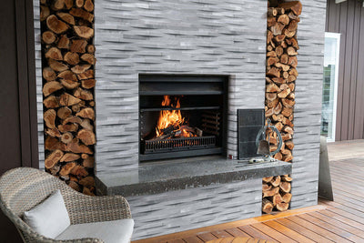 Cosmic Gray 3D Wave Corner Stacked Stone Panels - Shop at Home Craft Studio - 1