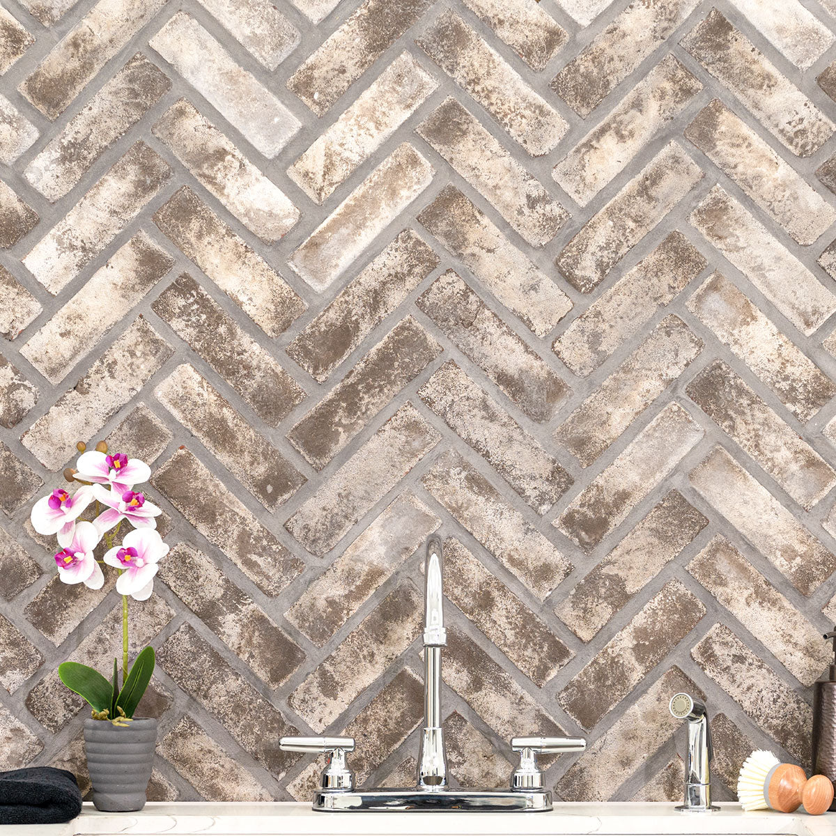 DOVERTON CLAY BRICK HERRINGBONE Mosaic, Wall Tile, Floor Tile - Shop at Home Craft Studio - 12