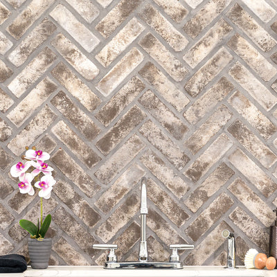 DOVERTON CLAY BRICK HERRINGBONE Mosaic, Wall Tile, Floor Tile - Shop at Home Craft Studio - 12