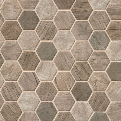 DRIFTWOOD HEXAGON Mosaic, Floor or Wall Tile - Shop at Home Craft Studio - 1
