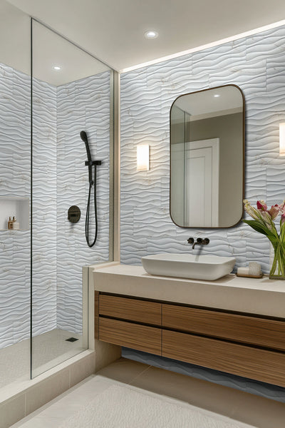 DYMO CALACATTA WAVY WHITE 12X24 Ceramic Tile - Shop at Home Craft Studio - 7