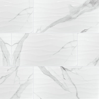 DYMO STATUARY WAVY WHITE 12X24 GLOSSY Tile - Shop at Home Craft Studio - 1