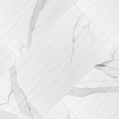 DYMO STATUARY WAVY WHITE 12X24 GLOSSY Tile - Shop at Home Craft Studio - 2