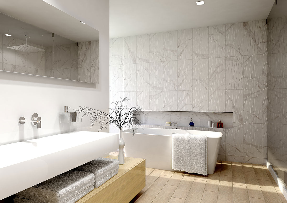 DYMO STATUARY WAVY WHITE 12X24 GLOSSY Tile - Shop at Home Craft Studio - 4