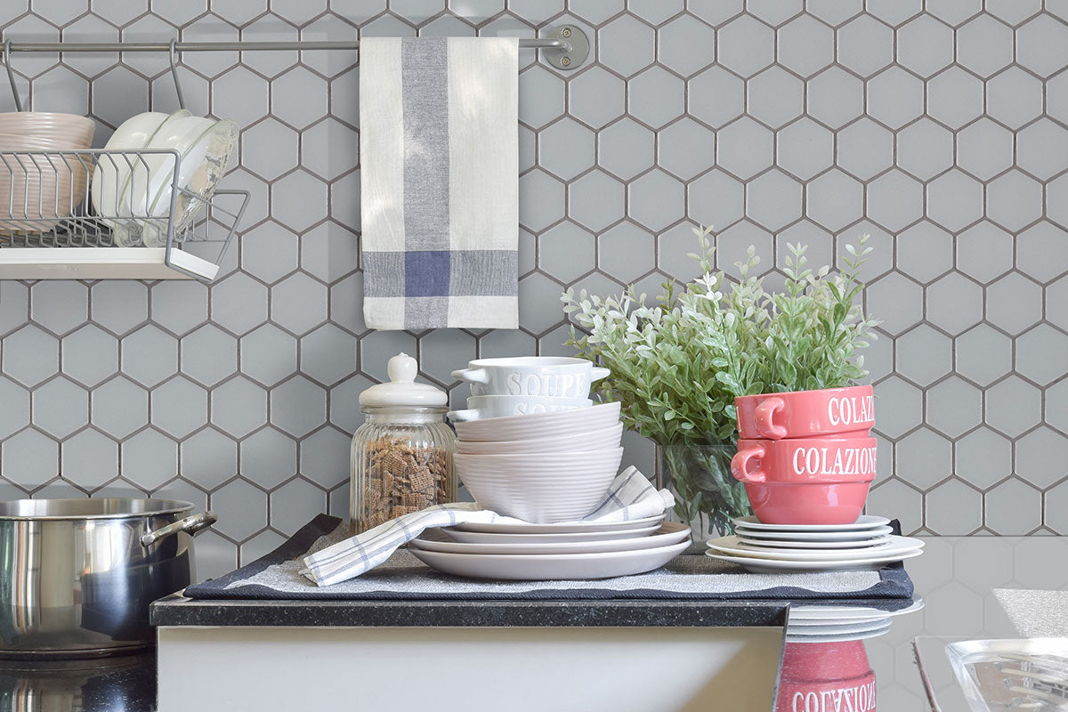 GRAY MATTE 2" HEX 6MM Mosaic, Wall Tile - Shop at Home Craft Studio - 3