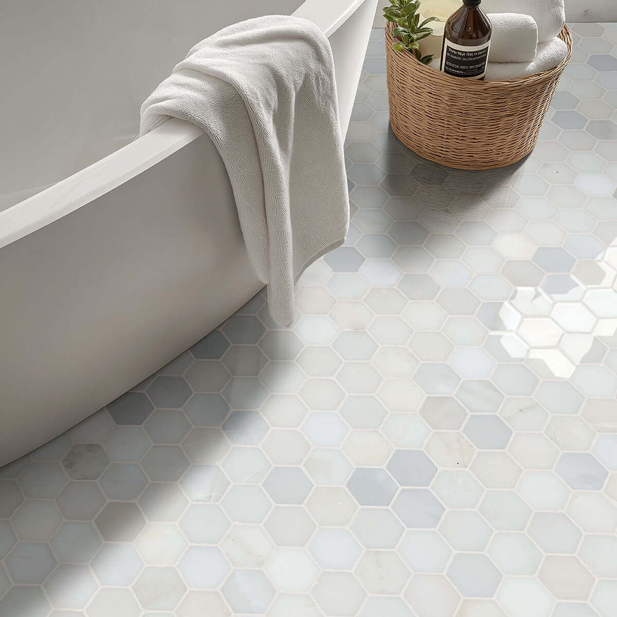 GREECIAN WHITE 2" HEXAGON Mosaic - Shop at Home Craft Studio - 3