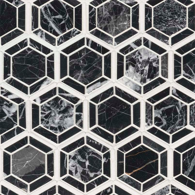 HEXAGONO NERO Mosaic, Floor or Wall Tile - Shop at Home Craft Studio - 1