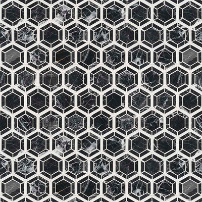 HEXAGONO NERO Mosaic, Floor or Wall Tile - Shop at Home Craft Studio - 2