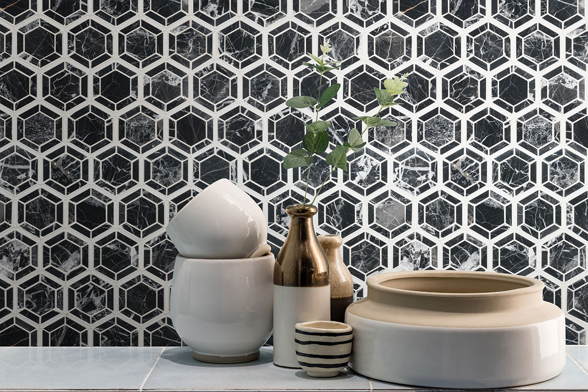 HEXAGONO NERO Mosaic, Floor or Wall Tile - Shop at Home Craft Studio - 6