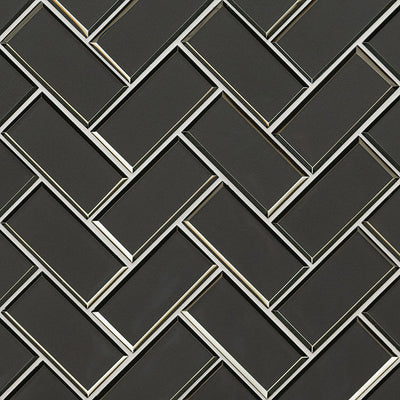 METALLIC GRAY BEVEL HERRINGBONE Wall Tile - Shop at Home Craft Studio - 1