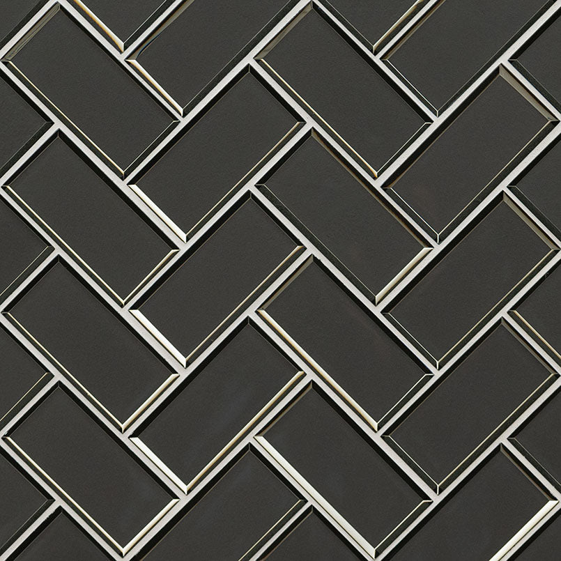 METALLIC GRAY BEVEL HERRINGBONE Wall Tile - Shop at Home Craft Studio - 1