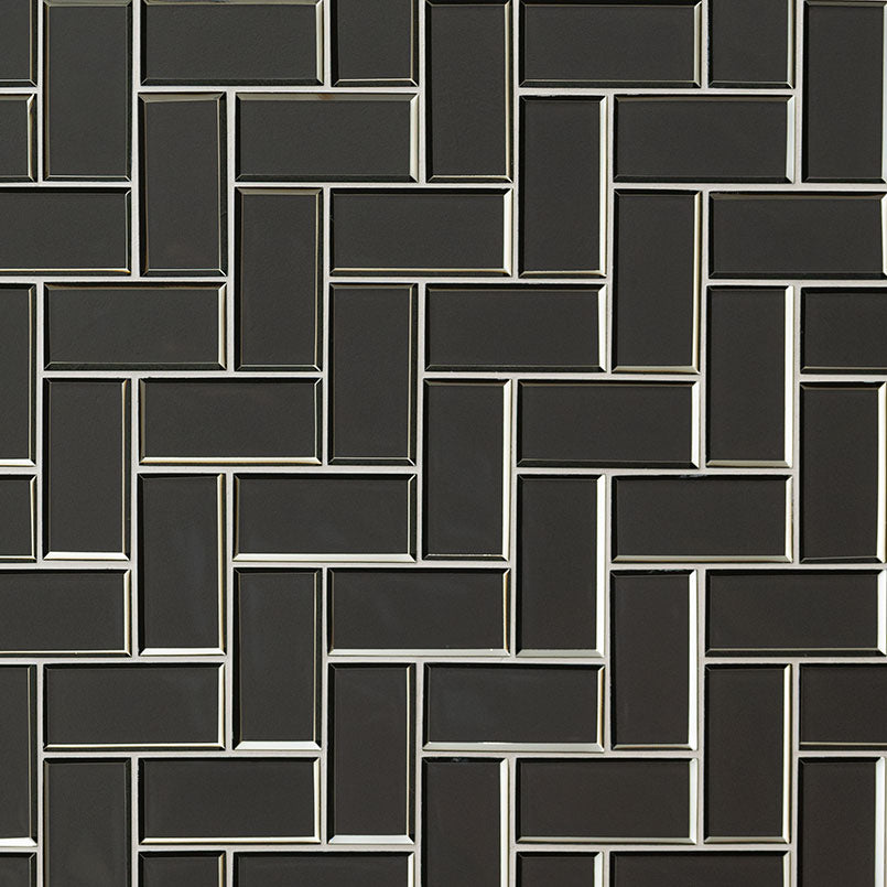 METALLIC GRAY BEVEL HERRINGBONE Wall Tile - Shop at Home Craft Studio - 2