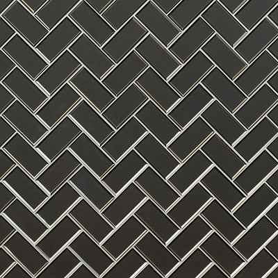 METALLIC GRAY BEVEL HERRINGBONE Wall Tile - Shop at Home Craft Studio - 3