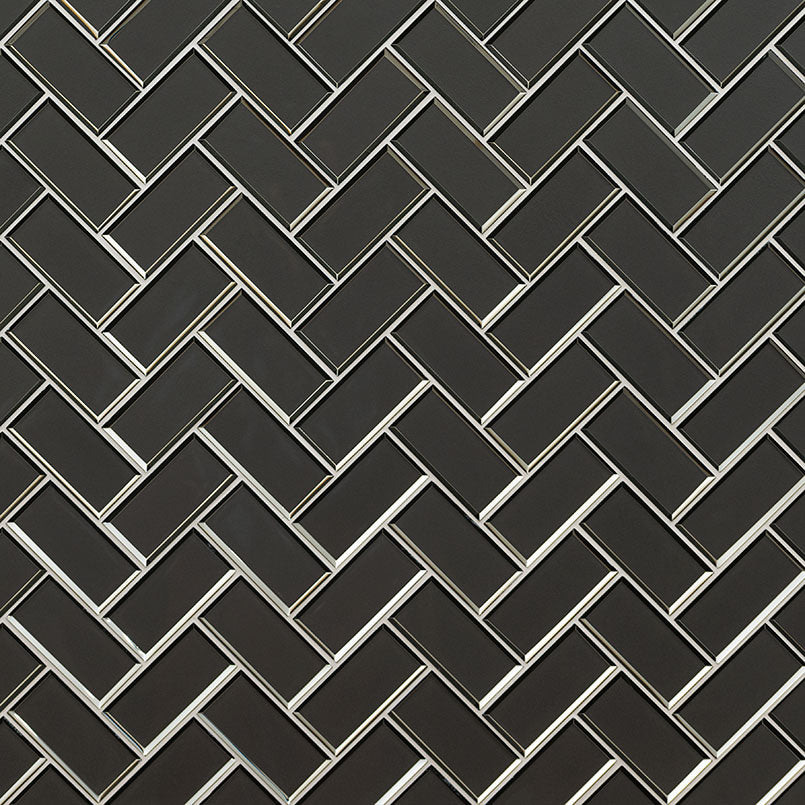 METALLIC GRAY BEVEL HERRINGBONE Wall Tile - Shop at Home Craft Studio - 3