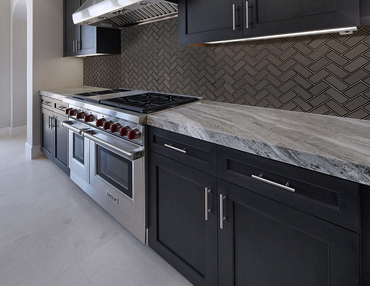 METALLIC GRAY BEVEL HERRINGBONE Wall Tile - Shop at Home Craft Studio - 5