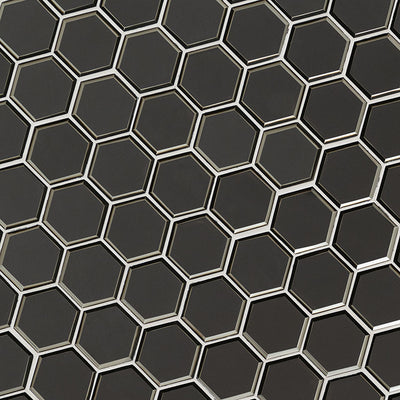 METALLIC GRAY BEVELED 3" HEXAGON Mosaic - Shop at Home Craft Studio - 2