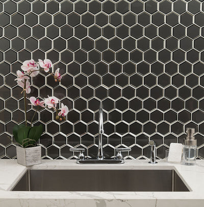 METALLIC GRAY BEVELED 3" HEXAGON Mosaic - Shop at Home Craft Studio - 6