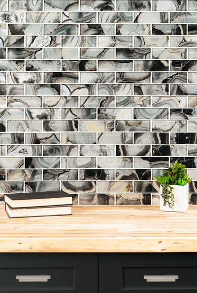 MIDNIGHT AGATE SUBWAY GLASS Glass Tile - Shop at Home Craft Studio - 6