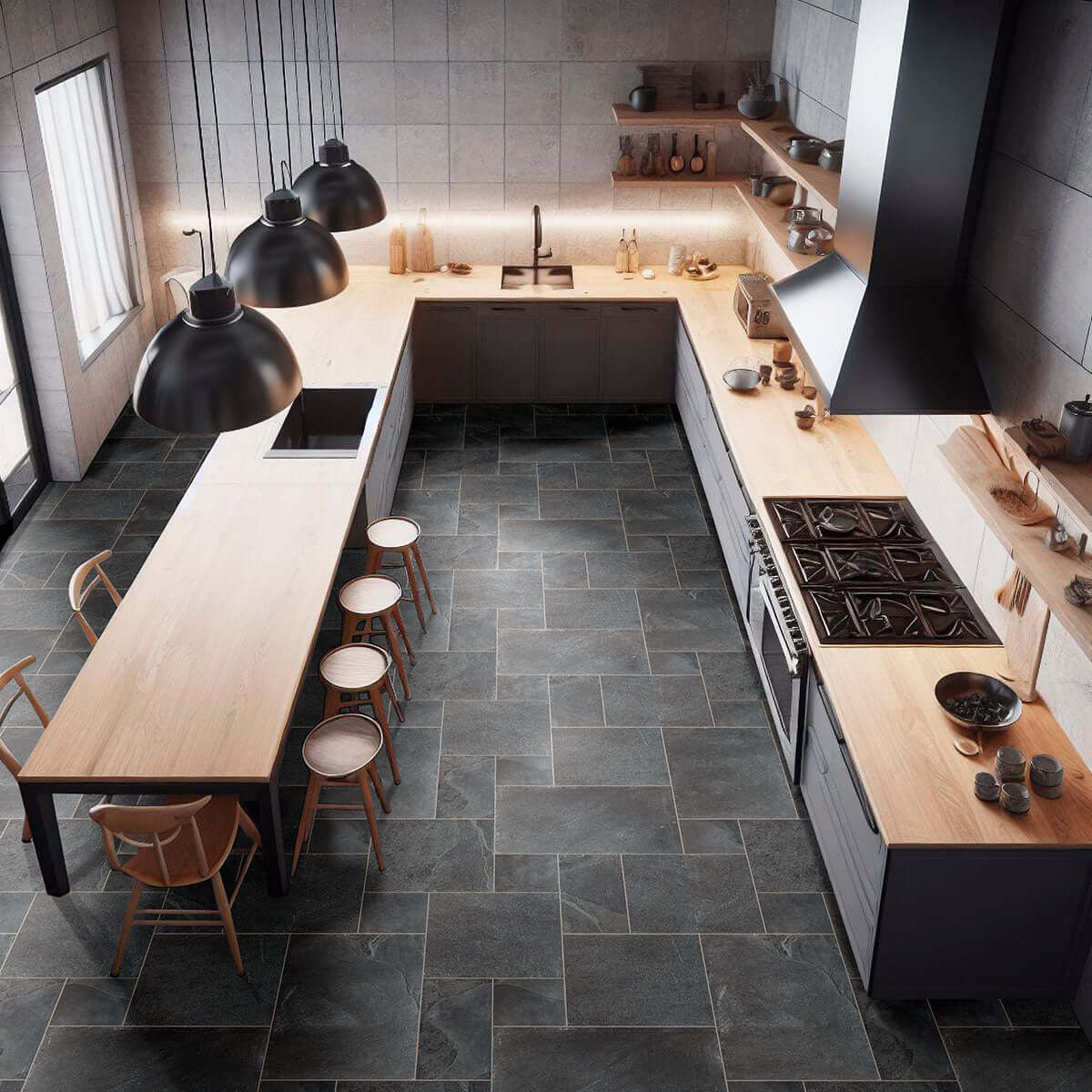 Montauk Black 12X12 Honed Slate Tile - Shop at Home Craft Studio - 19