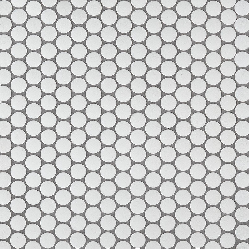 PENNY ROUND BIANCO MATTE Mosaic, Floor or Wall Tile - Shop at Home Craft Studio - 1