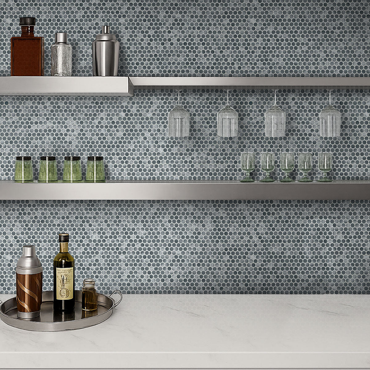PENNY ROUND GRIGIO MIX Mosaic, Floor or Wall Tile - Shop at Home Craft Studio - 4