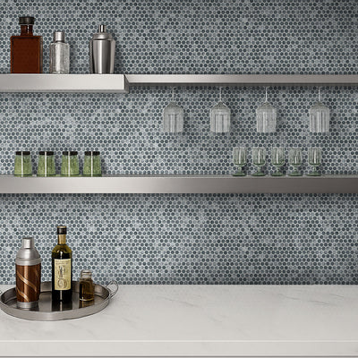 PENNY ROUND GRIGIO MIX Mosaic, Floor or Wall Tile - Shop at Home Craft Studio - 4