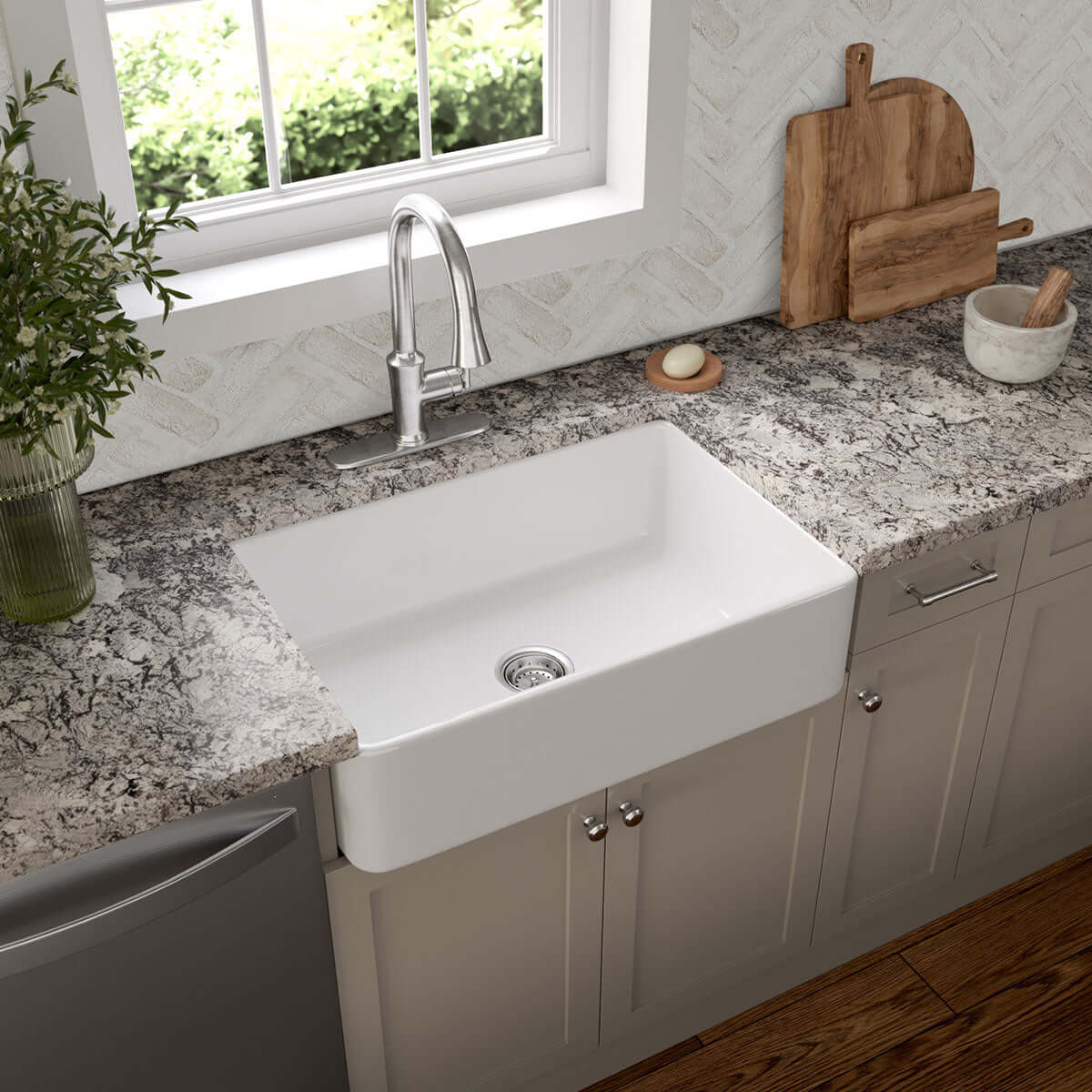 PORCELAIN FIRECLAY FARMHOUSE WITH APRON SB WHITE-3020 Sink - Shop at Home Craft Studio - 3