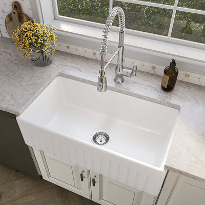 PORCELAIN FIRECLAY FARMHOUSE WITH APRON SB WHITE-3318 Sink - Shop at Home Craft Studio - 5
