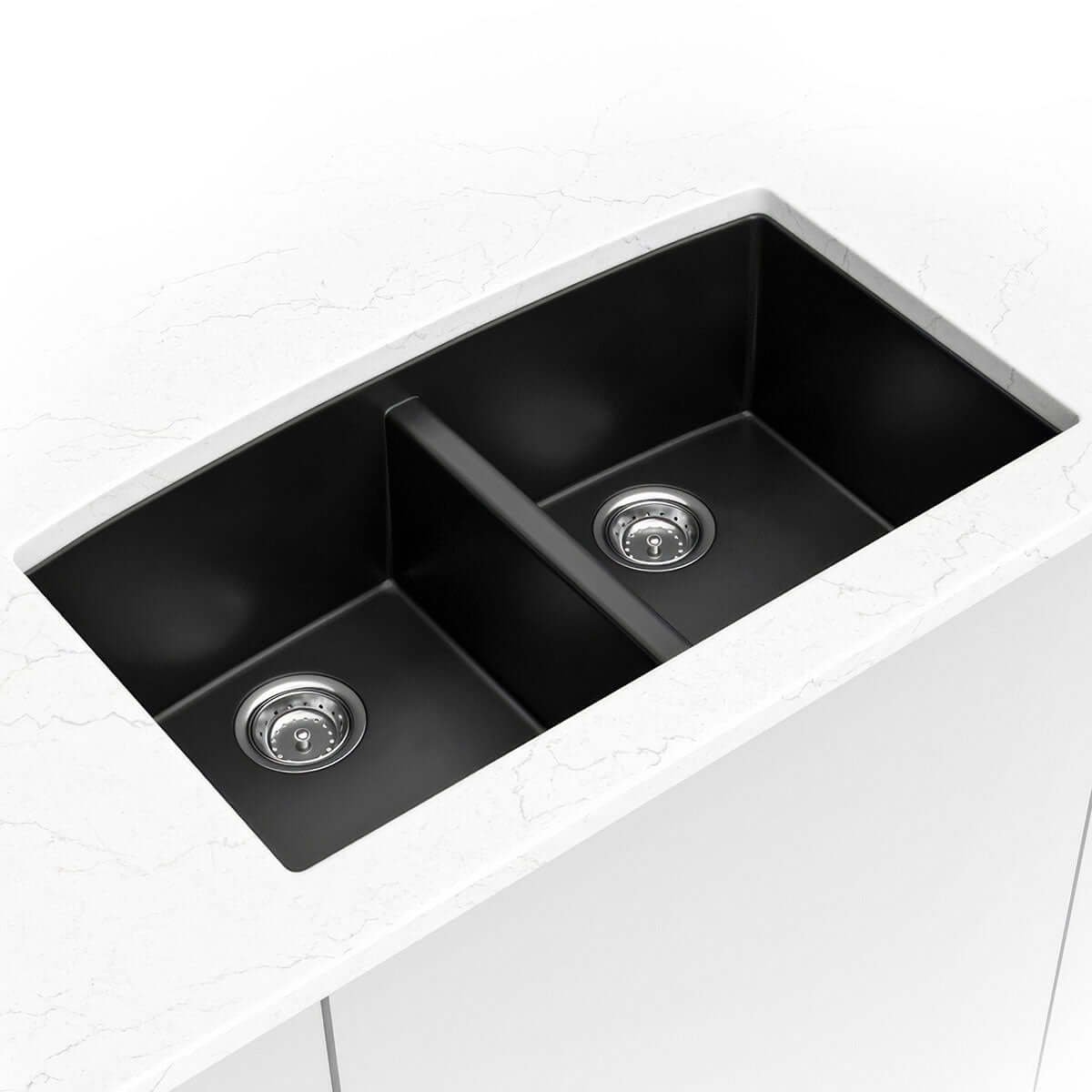 QUARTZ BLACK DOUBLE BOWL 50/50-3219 Kitchen Sinks - Shop at Home Craft Studio - 1