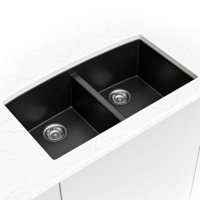 QUARTZ BLACK DOUBLE BOWL 50/50-3219 Kitchen Sinks - Shop at Home Craft Studio - 1