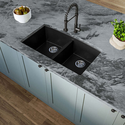 QUARTZ BLACK DOUBLE BOWL 50/50-3219 Kitchen Sinks - Shop at Home Craft Studio - 2