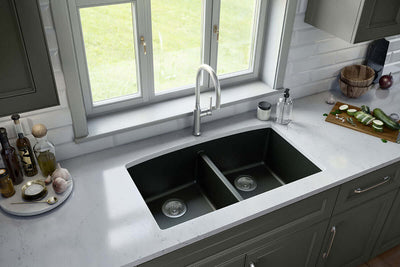 QUARTZ BLACK DOUBLE BOWL 50/50-3219 Kitchen Sinks - Shop at Home Craft Studio - 3