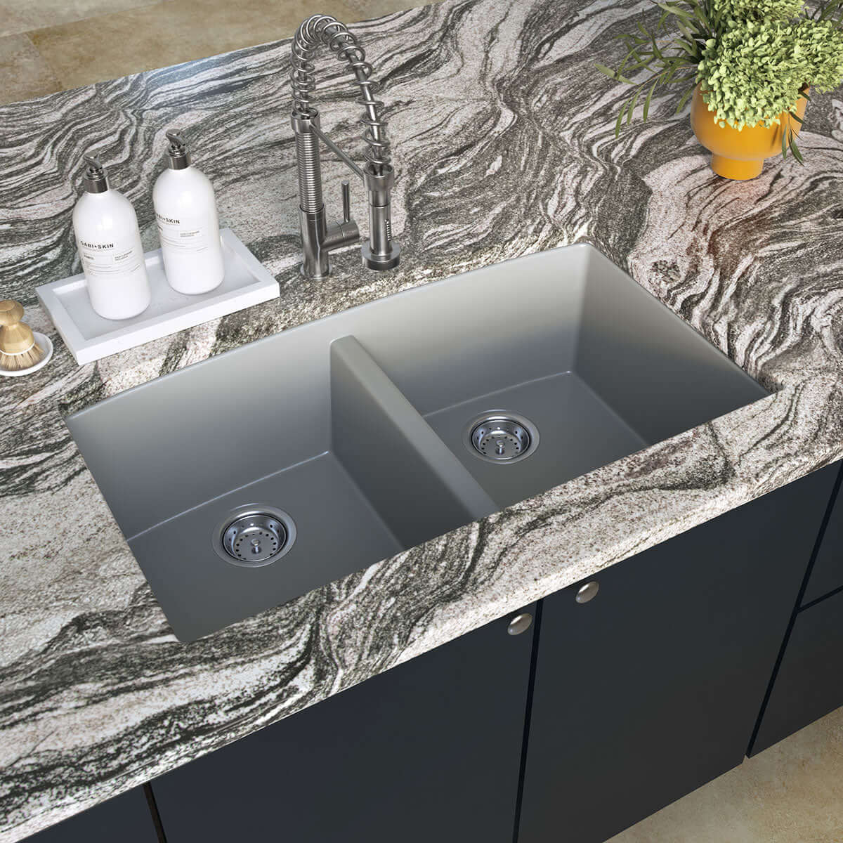 QUARTZ GREY DOUBLE BOWL 50/50-3219 Kitchen Sinks - Shop at Home Craft Studio - 4