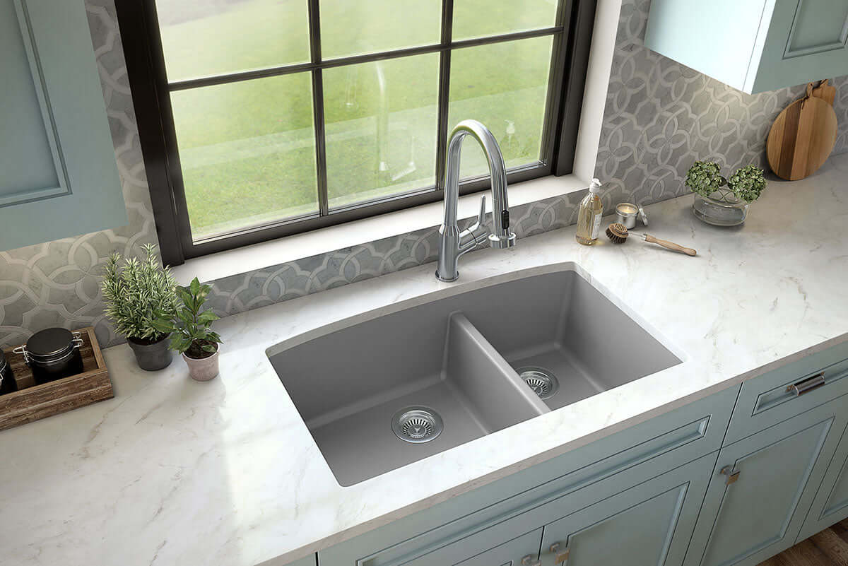 QUARTZ GREY DOUBLE BOWL 60/40-3219 Kitchen Sinks - Shop at Home Craft Studio - 2