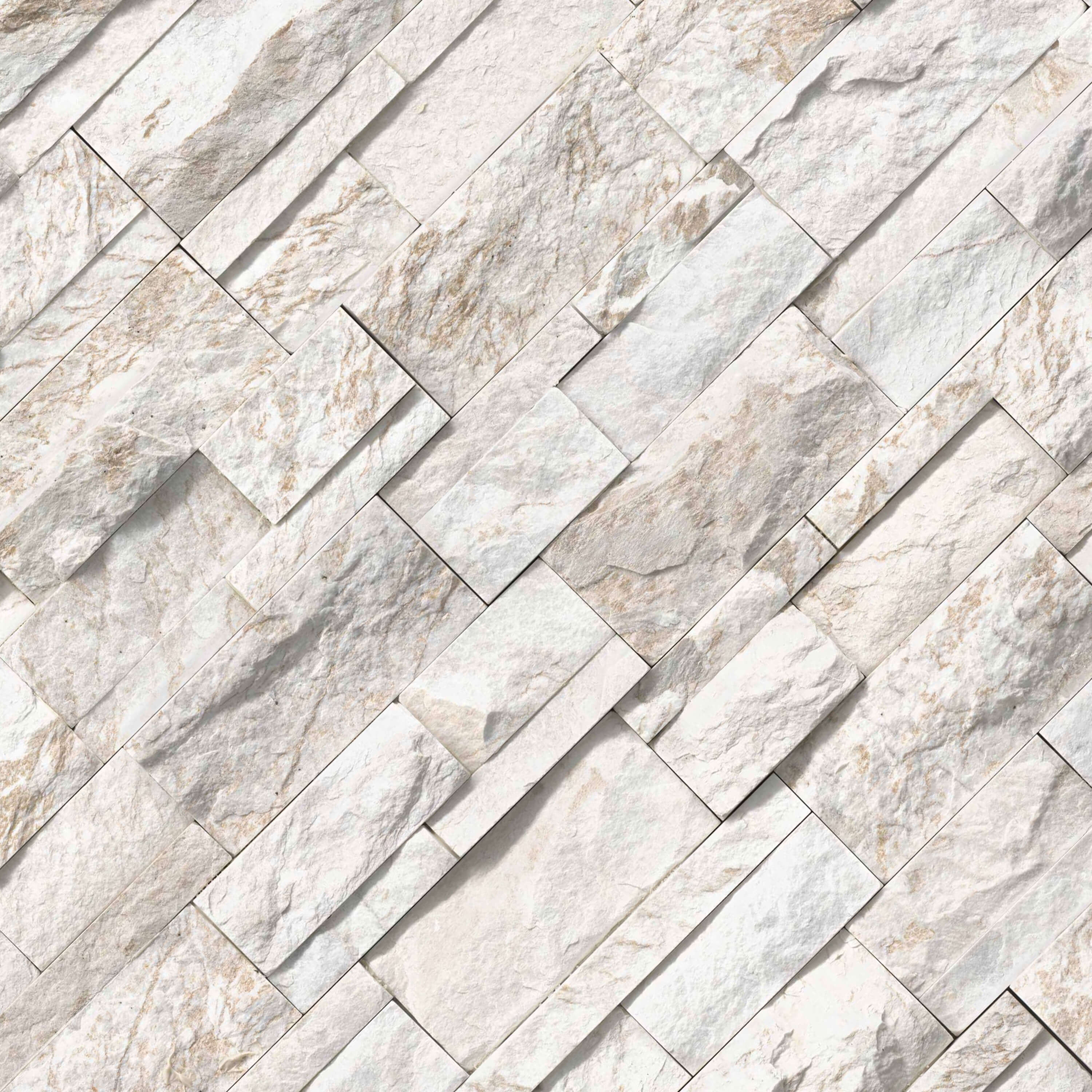 ROYAL WHITE SPLITFACE LEDGER CORNER 9X18 Stacked Stone Panels - Shop at Home Craft Studio - 3