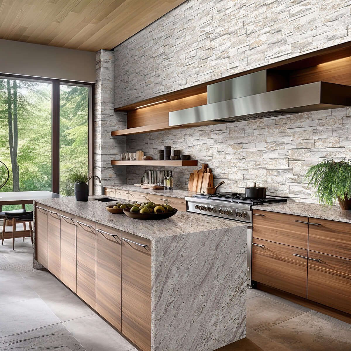 ROYAL WHITE SPLITFACE LEDGER CORNER 9X18 Stacked Stone Panels - Shop at Home Craft Studio - 7