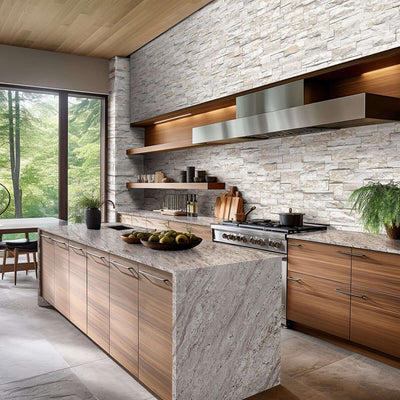 ROYAL WHITE SPLITFACE LEDGER CORNER 9X18 Stacked Stone Panels - Shop at Home Craft Studio - 7