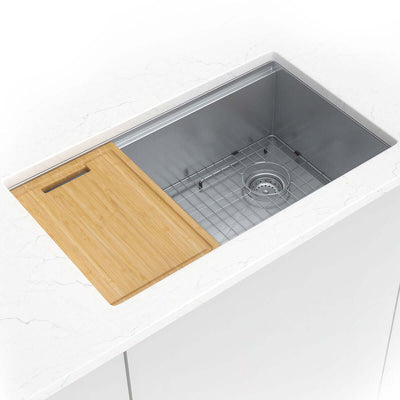 SS 16 GAU HANDCRAFTED WORKSTATION SINGLE BOWL-3319 Kitchen & Vanity Sinks - Shop at Home Craft Studio - 1
