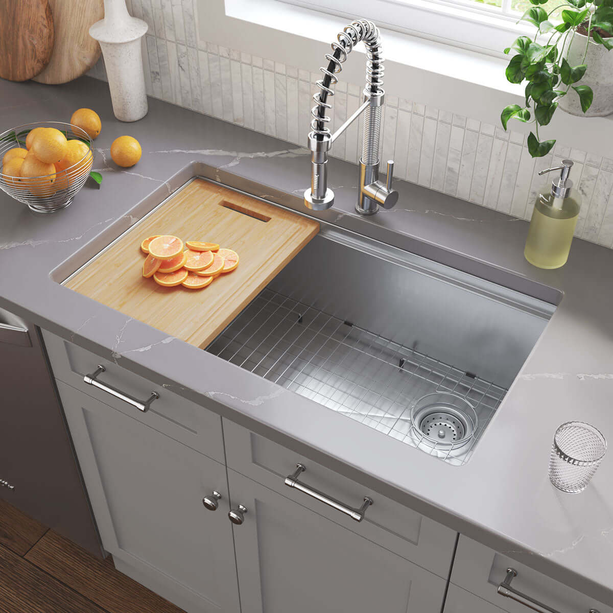 SS 16 GAU HANDCRAFTED WORKSTATION SINGLE BOWL-3319 Kitchen & Vanity Sinks - Shop at Home Craft Studio - 2