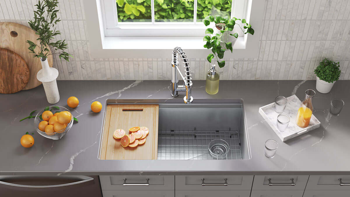 SS 16 GAU HANDCRAFTED WORKSTATION SINGLE BOWL-3319 Kitchen & Vanity Sinks - Shop at Home Craft Studio - 3