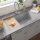 SS 16 GAU HANDCRAFTED WORKSTATION SINGLE BOWL-3319 Kitchen & Vanity Sinks - Shop at Home Craft Studio - 5