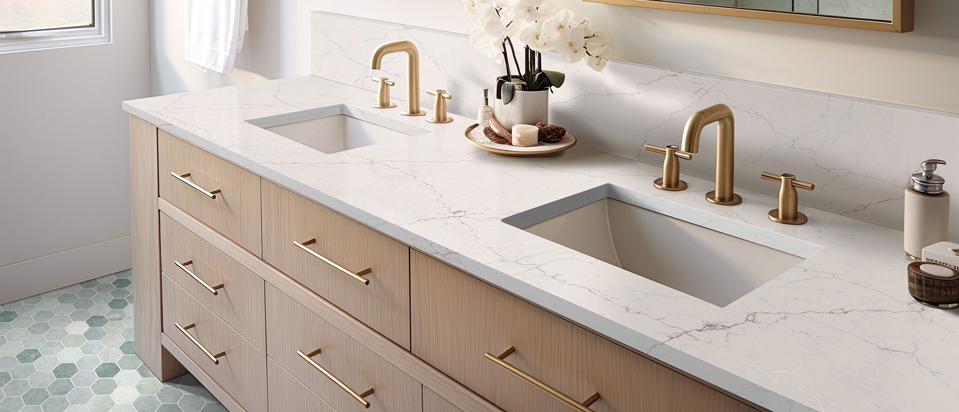 Calacatta Miraggio SeaGlass Countertops - Shop at Home Craft Studio - 5