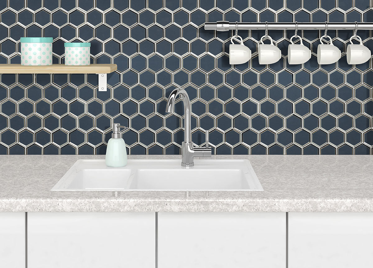 VAGUE BLUE 3" HEXAGON Mosaic, Wall Tile - Shop at Home Craft Studio - 5