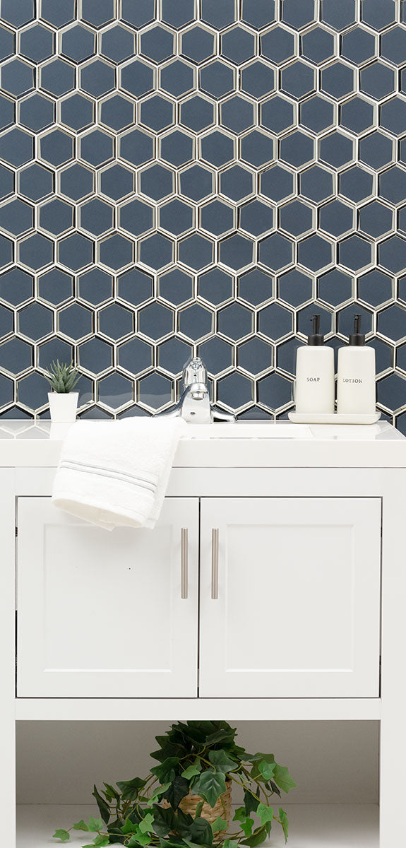VAGUE BLUE 3" HEXAGON Mosaic, Wall Tile - Shop at Home Craft Studio - 6