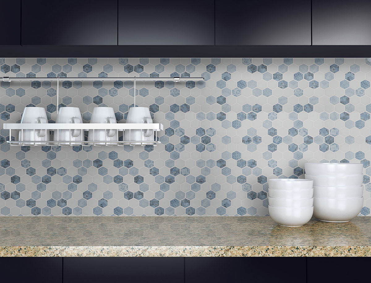 VISTA AZUL HEXAGON Mosaic, Floor or Wall Tile - Shop at Home Craft Studio - 3