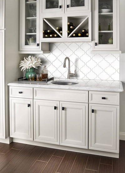 WHISPER WHITE ARABESQUE Backsplash & Wall Tile - Shop at Home Craft Studio - 3