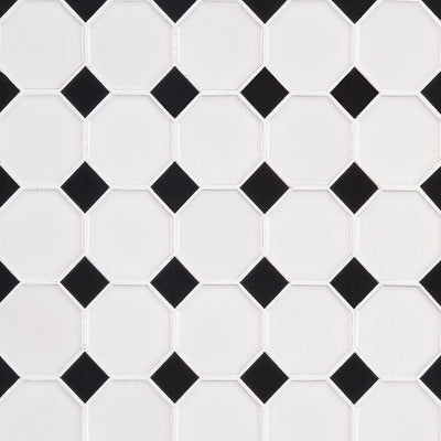WHITE AND BLACK GLOSSY OCTAGON 6MM Mosaic, Floor or Wall Tile - Shop at Home Craft Studio - 1