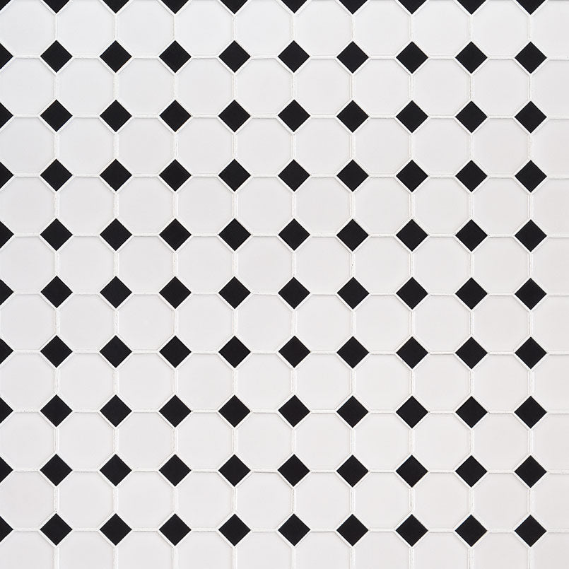 WHITE AND BLACK GLOSSY OCTAGON 6MM Mosaic, Floor or Wall Tile - Shop at Home Craft Studio - 2