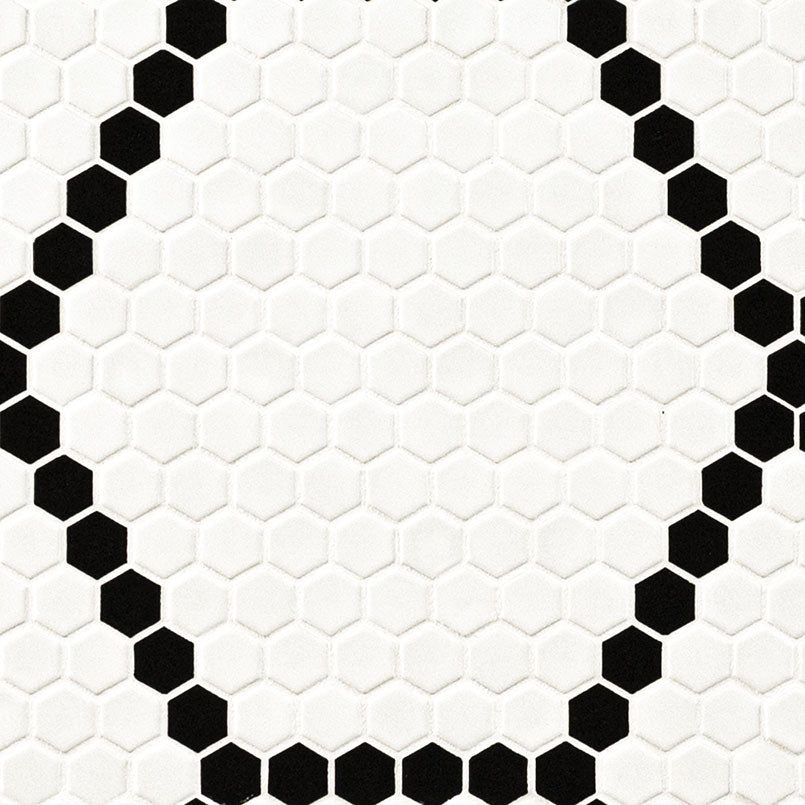 WHITE AND BLACK HIVE PATTERN MATTE Mosaic, Floor or Wall Tile - Shop at Home Craft Studio - 1