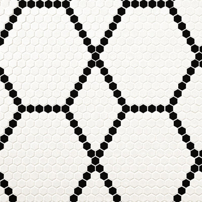 WHITE AND BLACK HIVE PATTERN MATTE Mosaic, Floor or Wall Tile - Shop at Home Craft Studio - 2